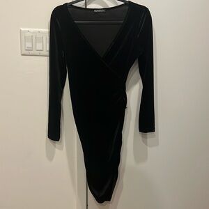 Black Velvet Long Sleeve Dress